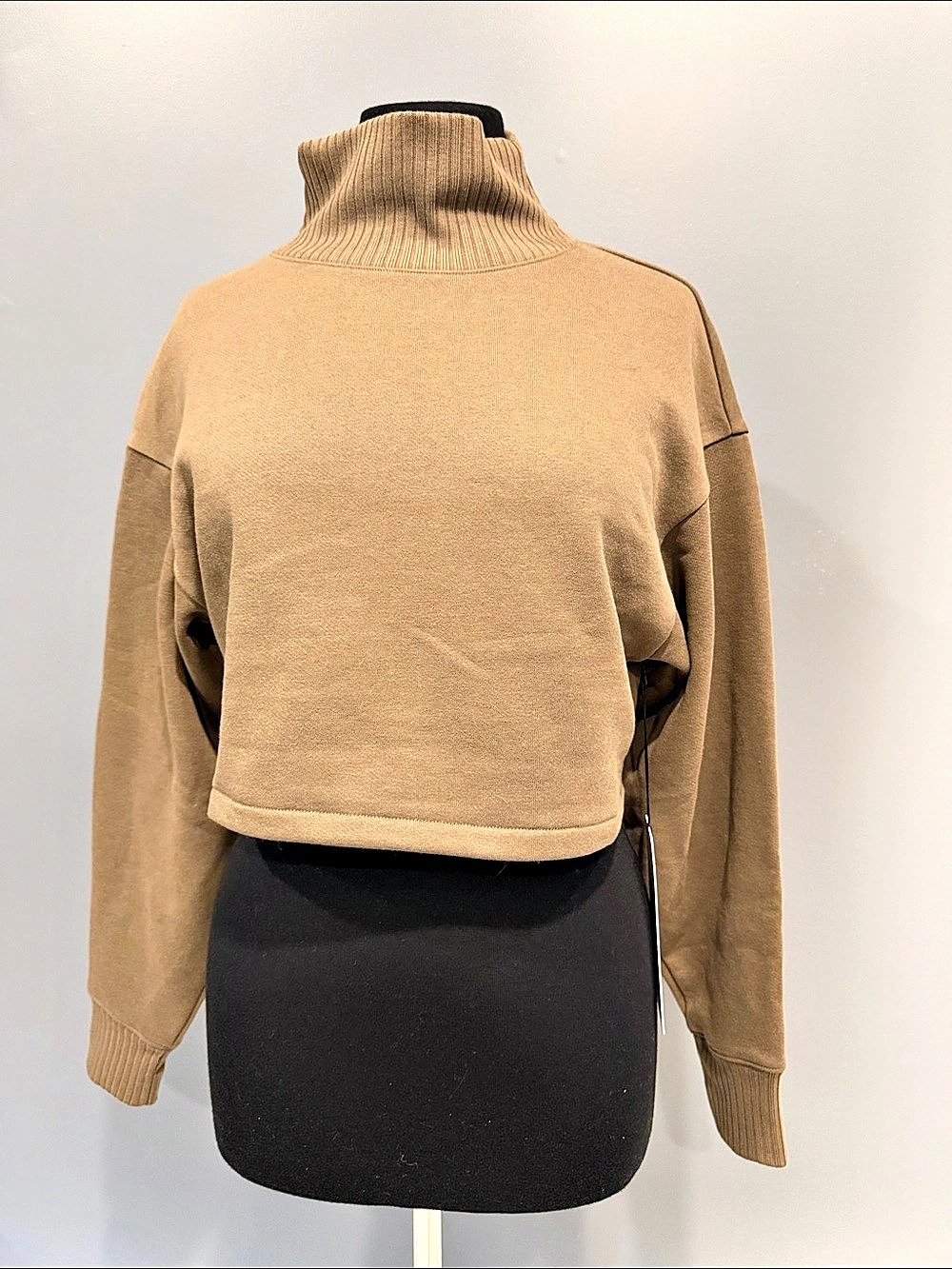 Alo Cropped Serenity Coverup Cropped Turtleneck Coverup in Brown XS NWT